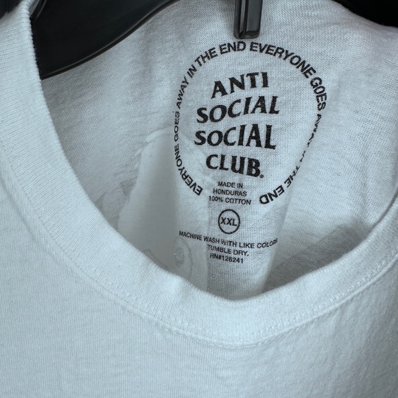 Anti Social Social Club White Tee with Pink and Black Koi Design - Picture 3 of 3